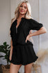 Half Zip Puff Sleeve Top and Ruffled Shorts Set